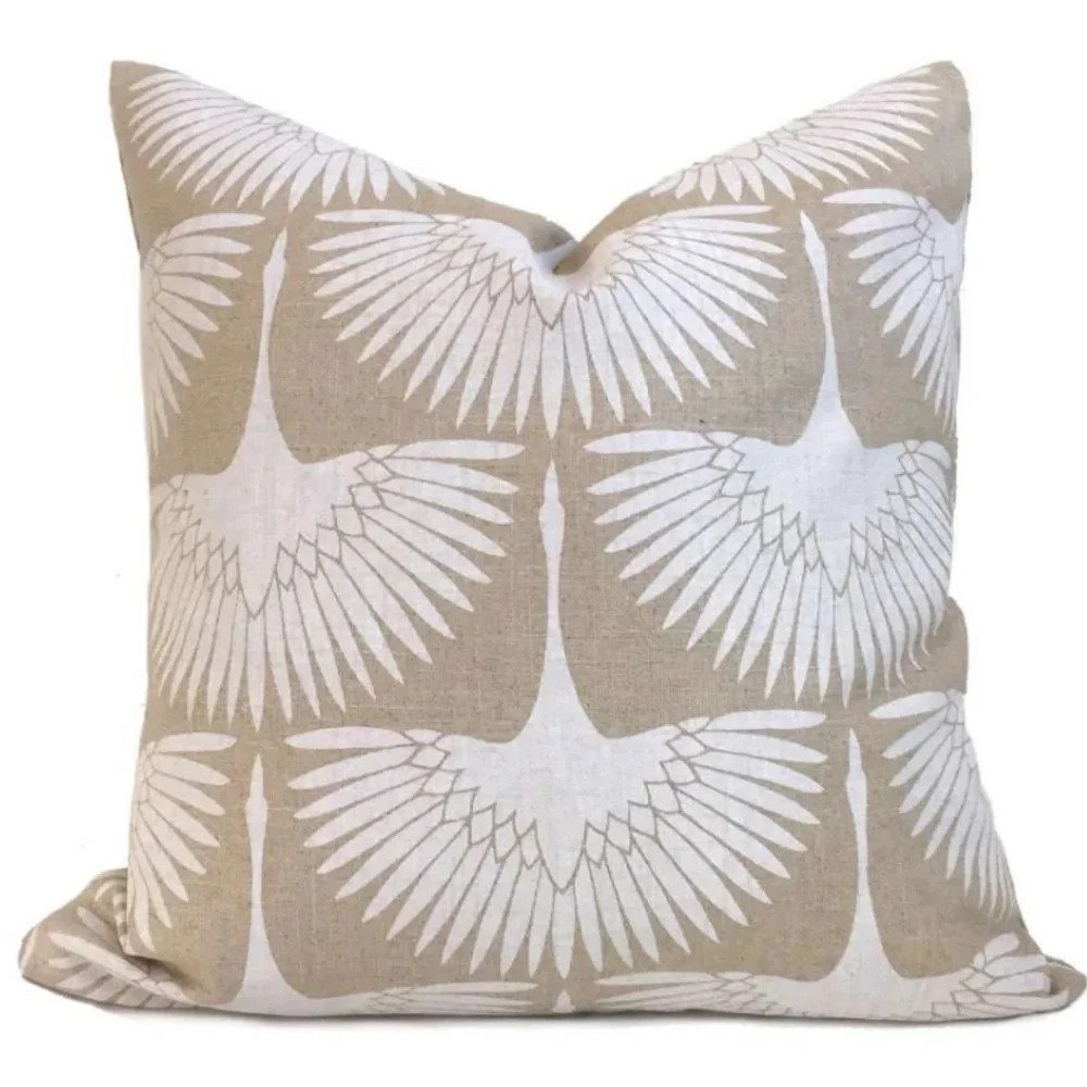Genevieve Gorder Modern Feathered Flock Accent Pillow Gray/Tan Velvet Flock NEW - Picture 4 of 13